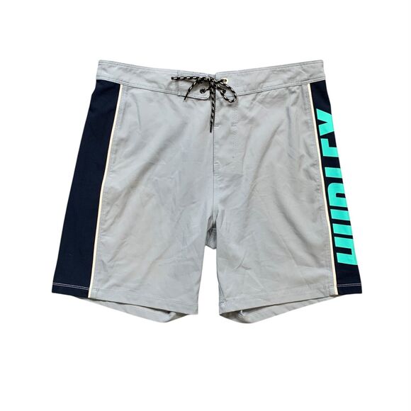 Hurley Board Shorts Mens 32 Dresden Blue Navy Drawstring Beach Swim Surf - Picture 1 of 11